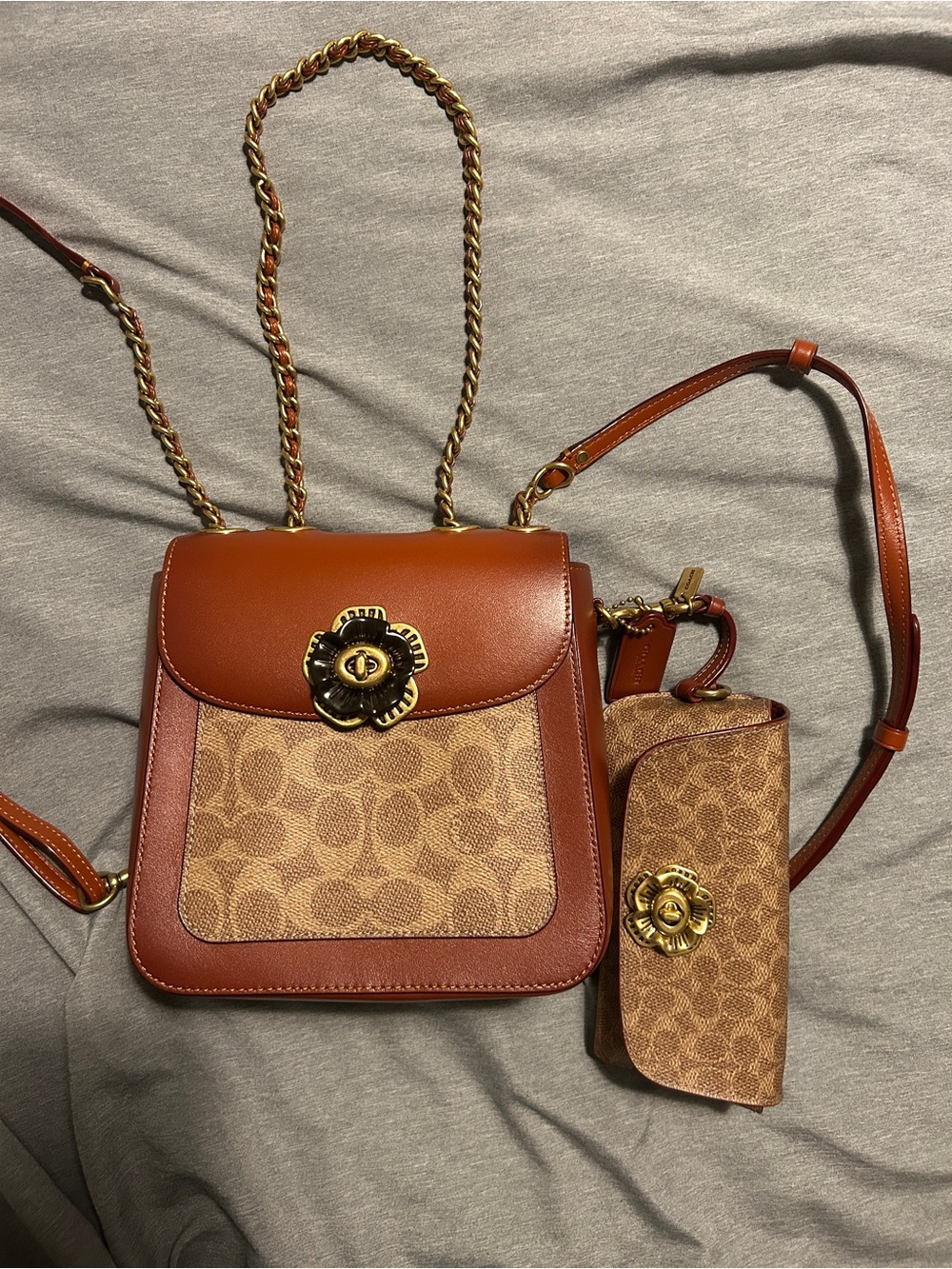 Coach Madison Convertible Backpack 18 in Signature Canvas with Tea Rose Turnlock